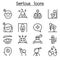 Serious icon set in thin line style