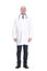 serious-looking doctor in a white coat . isolated on a white background.