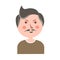 Serious man with mustache and pink cheeks portrait