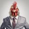 Serious rooster wearing business suit and tie, half body standing corporate portrait. Realistic generative AI illustration