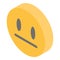 Serious smile emoji icon, isometric style