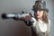 Serious Victorian Steampunk girl  with gun