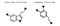 Serotonin and dopamine icons. Chemical molecular structure. Happy or feel good hormones signs isolated on white