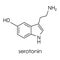 Serotonin molecule, vector chemical formula