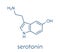 Serotonin neurotransmitter molecule. Skeletal formula.