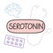 Serotonin neurotransmitter word concept