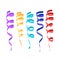 Serpentine carnival ribbons set. Colorful paper streamers