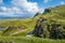 Serpentine mountain road at Skye island