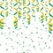 Serpentine ribbons, isolated on background. Streamers confetti . Vector Illustration of green decoration. Falling light decoration
