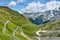 Serpentine road in Alps
