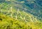 Serpentine road with sharp curves view from above leading to Machu Picchu in Peru