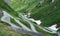 Serpentines of historic tremola at Gotthard pass, Switzerland