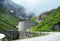 Serpentines of historic tremola street at Gotthard pass, Switzerland