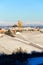 Serralunga castle in langhe region of northern Italy in winter w