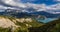 Serre-Poncon lake and the Grand Morgon Pic in summer. Alps, France