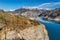 Serre Poncon lake and Grand Morgon in winter. Alps, France