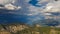 Serre-Poncon Lake, Savines-le-Lac and the Grand Morgon peak with passing clouds in Summer. Hautes-ALpes, Alps, France