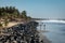 SERREKUNDA, THE GAMBIA - NOVEMBER 22, 2019: Beach near the Senegambia hotel strip in the Gambia, West Africa