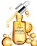 Serum oil golden bottle with yellow drops