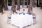 Served Empty open air table set for dinner on