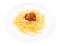 Served Spaghetti alla Sorrentina on plate isolated