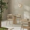 Served table in modern cafe interior, wooden furniture, green natural cafe, 3d