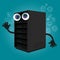 Server computer component database big data storage cartoon eyes mascot cute funny smile tech object vector