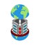 Server in Earth. Data center of planet. Internet industry. Data