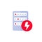 Server electricity warning, electric power icon