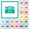 Server hosting flat color icons with quadrant frames