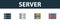 Server icon set. Four simple symbols in diferent styles from web hosting icons collection. Creative server icons filled, outline,