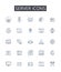 Server icons line icons collection. Computer symbols, Desktop graphics, Interface buttons, App icons, Online symbols