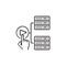 Server network and click installer hand drawn outline doodle icon.