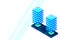 Server room isometric vector, futuristic technology of data protection and processing, networking and web hosting banner, input ou