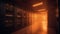 Server Room Warm Orange Glow Emergency Lighting High Tech Facility Generative AI