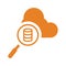 Server, search database icon.Orange vector symbol