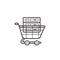 Server in the shopping cart hand drawn outline doodle icon.