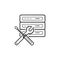 Server and spanner with screwdriver hand drawn outline doodle icon.