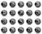 Server web icons, black glossy circle buttons