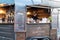 Server worker preparing drinks inside a coffee stall vendor