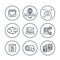 Servers, networks, cloud solutions line icons