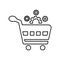 Service, basket, cart, setting outline icon. Line vector design