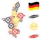 Service Collage Ningxia Hui Region Map in German Flag Colors and Grunge Stamps