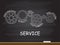 Service with gear concept on chalkboard. Vector illustration.