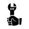 Service, hand, support, work tools icon. Black vector graphics