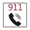 Service icon `911`. Vector illustration in graphic style .. Police, fire, ambulance,