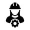 Service Icon Vector Female Person Worker Avatar Profile with Gear