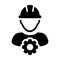 Service Icon Vector Male Person Worker Avatar Profile with Gear