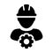 Service Icon Vector Male Person Worker Avatar Profile with Gear in Glyph Pictogram illustration Symbol
