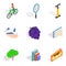 Service life icons set, isometric style